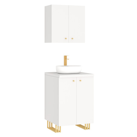 Kuchnia KLARA I 60cm socjalna do gabinetu z umywalką i baterią biały/złoty