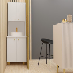 Kuchnia KLARA II 60cm socjalna do gabinetu z umywalką i baterią biały/złoty