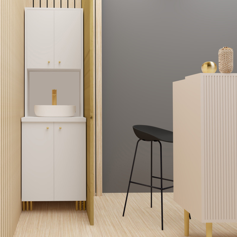 Kuchnia KLARA II 60cm socjalna do gabinetu z umywalką i baterią biały/złoty