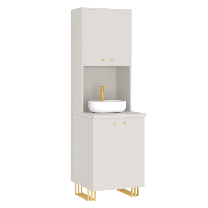 Kuchnia KLARA II 60cm socjalna do gabinetu z umywalką i baterią kaszmir/złoty