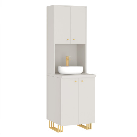 Kuchnia KLARA II 60cm socjalna do gabinetu z umywalką i baterią kaszmir/złoty