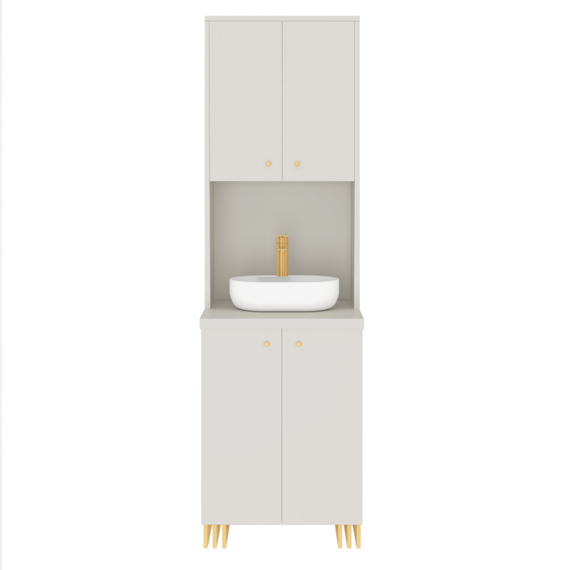 Kuchnia KLARA II 60cm socjalna do gabinetu z umywalką i baterią kaszmir/złoty