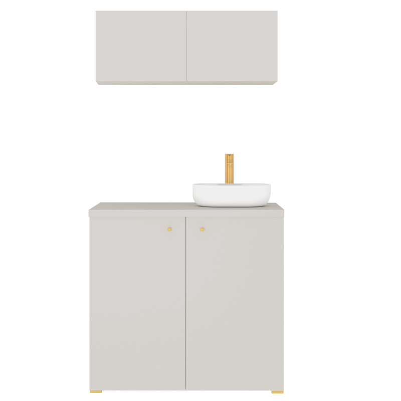 Kuchnia KLARA IV 100cm socjalna do gabinetu z umywalką i baterią kaszmir/złoty