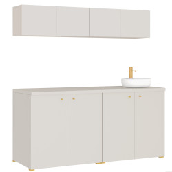 Kuchnia KLARA V 200cm socjalna do gabinetu z umywalką i baterią kaszmir/złoty