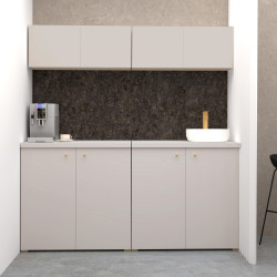 Kuchnia KLARA V 200cm socjalna do gabinetu z umywalką i baterią kaszmir/złoty