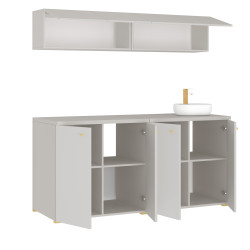 Kuchnia KLARA V 200cm socjalna do gabinetu z umywalką i baterią kaszmir/złoty