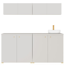 Kuchnia KLARA V 200cm socjalna do gabinetu z umywalką i baterią kaszmir/złoty