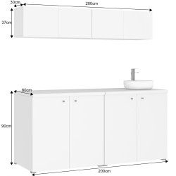 Kuchnia KLARA V 200cm socjalna do gabinetu z umywalką i baterią kaszmir/złoty