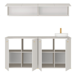 Kuchnia KLARA V 200cm socjalna do gabinetu z umywalką i baterią kaszmir/złoty