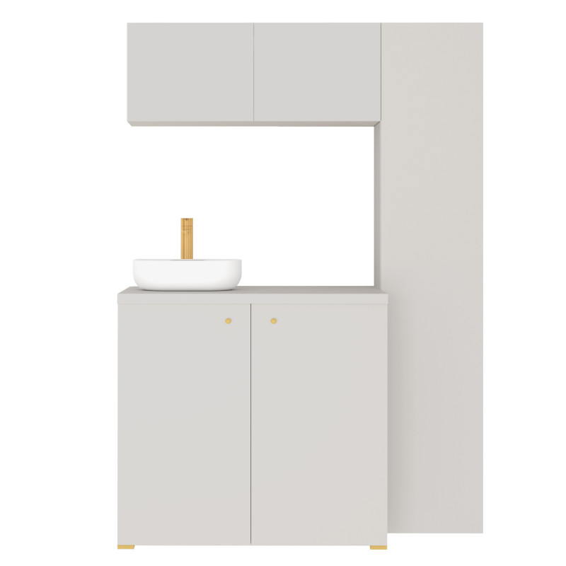 Kuchnia KLARA VI 140cm socjalna do gabinetu z umywalką i baterią kaszmir/złoty