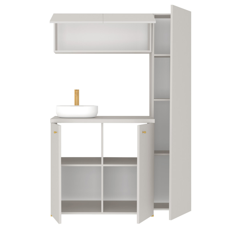 Kuchnia KLARA VI 140cm socjalna do gabinetu z umywalką i baterią kaszmir/złoty