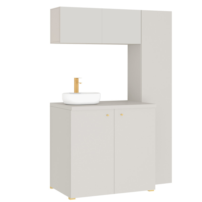 Kuchnia KLARA VI 140cm socjalna do gabinetu z umywalką i baterią kaszmir/złoty