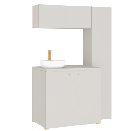 Kuchnia KLARA VI 140cm socjalna do gabinetu z umywalką i baterią kaszmir/złoty