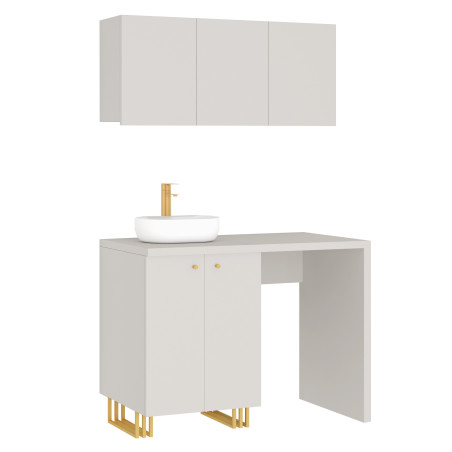 Kuchnia KLARA VII 120cm socjalna do gabinetu z umywalką i baterią kaszmir/złoty