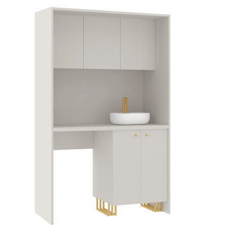 Kuchnia KLARA VIII 120cm socjalna do gabinetu z umywalką i baterią kaszmir/złoty