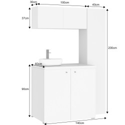 Kuchnia KLARA VI 140cm socjalna do gabinetu z umywalką i baterią kaszmir/złoty