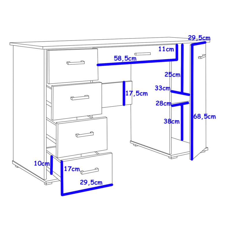 Biurko ABS B2 z szufladami kaszmir/złote uchwyty