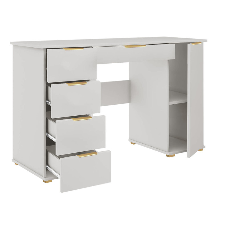 Biurko ABS B2 z szufladami kaszmir/złote uchwyty