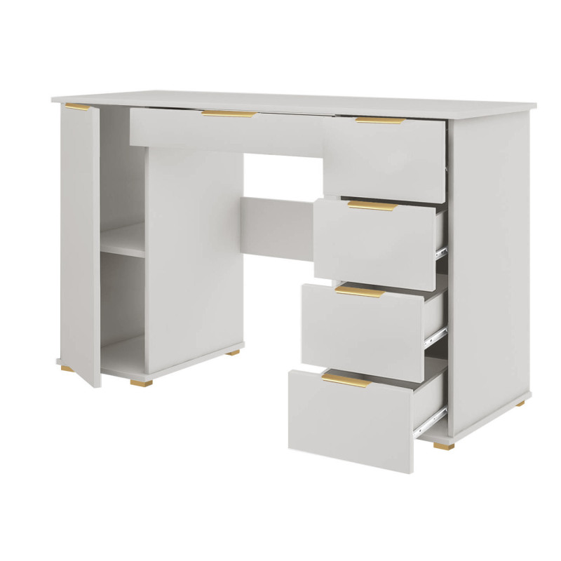 Biurko ABS B2 z szufladami kaszmir/złote uchwyty