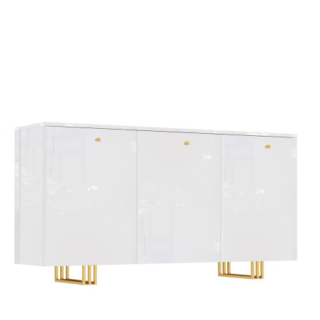 Komoda KLARA z szafkami 150 cm biały połysk/złoty