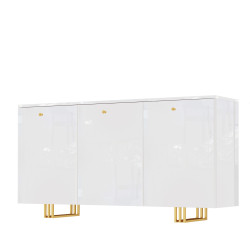 Komoda KLARA z szafkami 150 cm biały połysk/złoty