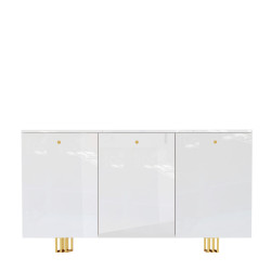 Komoda KLARA z szafkami 150 cm biały połysk/złoty