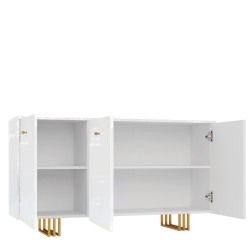 Komoda KLARA z szafkami 150 cm biały połysk/złoty