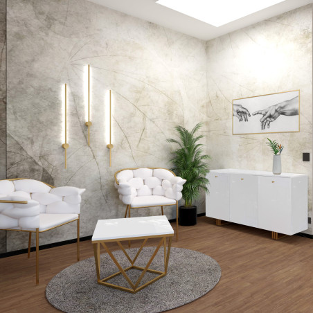 Komoda KLARA z szafkami 150 cm biały połysk/złoty