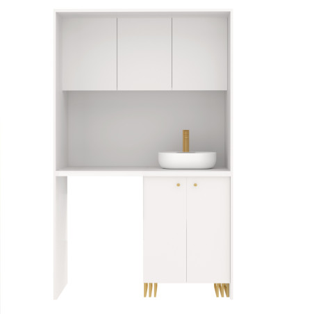 Kuchnia KLARA VIII 120cm socjalna do gabinetu z umywalką i baterią biały/złoty