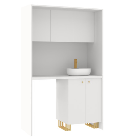 Kuchnia KLARA VIII 120cm socjalna do gabinetu z umywalką i baterią biały/złoty