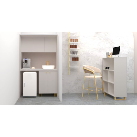 Kuchnia KLARA VIII 120cm socjalna do gabinetu z umywalką i baterią kaszmir/złoty