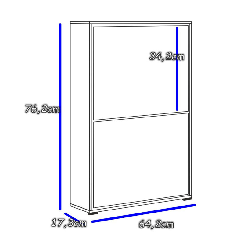Szafka na buty uchylna FALA 12 biała + uchwyt krawędziowy złoty