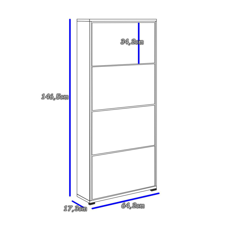 Szafka na buty wysoka FALA 14 biała  czarne uchwyty