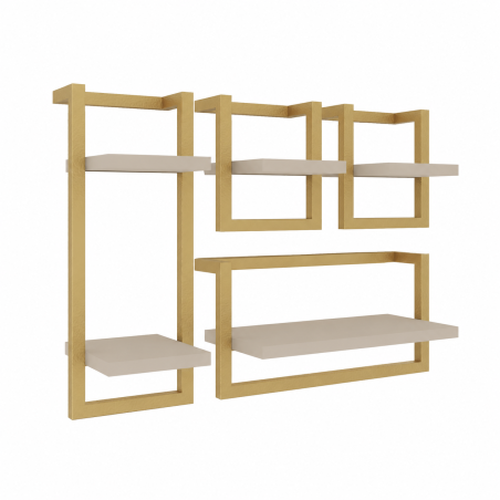 Zestaw półek wiszących loft metal TETRIS kaszmir/złoty