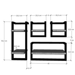 Zestaw półek wiszących loft metal TETRIS kaszmir/złoty