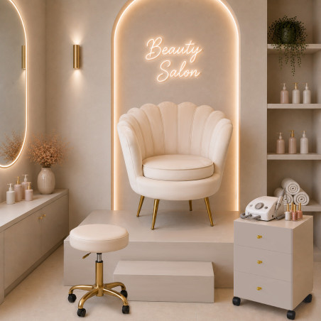 Fotel do pedicure KLARA LC-032-1 złoty/beżowy velvet