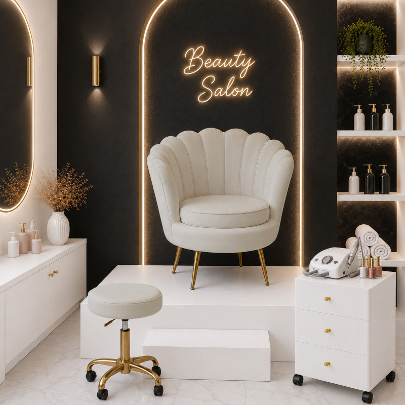 Podest do pedicure kosmetyczny modułowy ze stopniem 100x120 biały