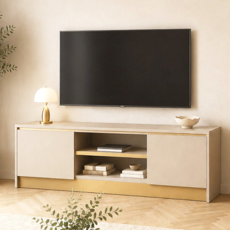 Szafka RTV GOLD 120cm kaszmir + złoty szczotkowany
