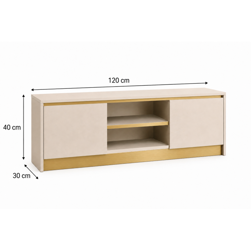 Szafka RTV GOLD 120cm kaszmir + złoty szczotkowany