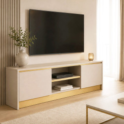 Szafka RTV GOLD 120cm kaszmir + złoty szczotkowany