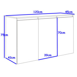 Komoda MEGAN K1 z szafkami 120 cm biały/dąb sonoma