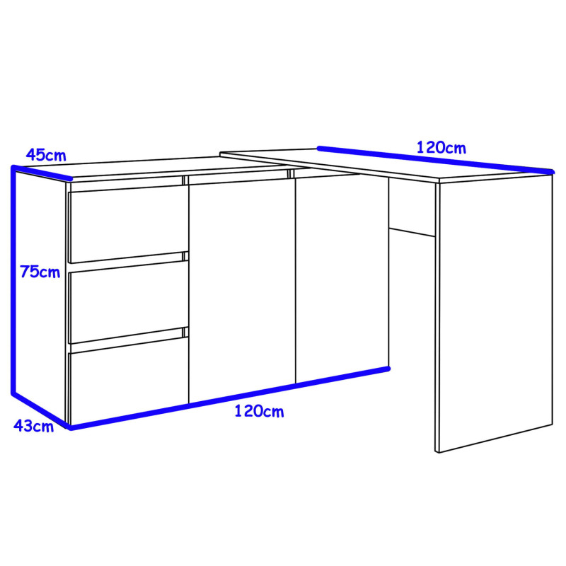 Biurko narożne MEGAN N3 białe