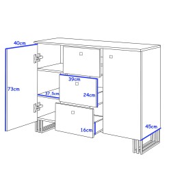 Komoda  KLARA z szafkami i szufladami 120 cm biały mat/czarny