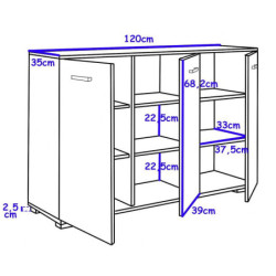 Komoda z trzema szafkami ABS-120 K1 biała