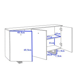 Komoda KLARA z szafkami 150 cm biały mat/złoty