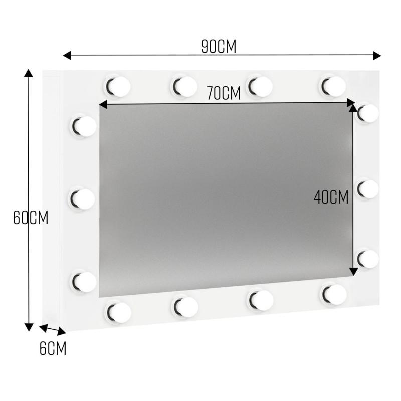 Toaletka MEGA  z lustrem 14 żarówek LED biała