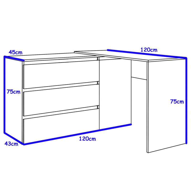 Biurko narożne MEGAN N5 białe