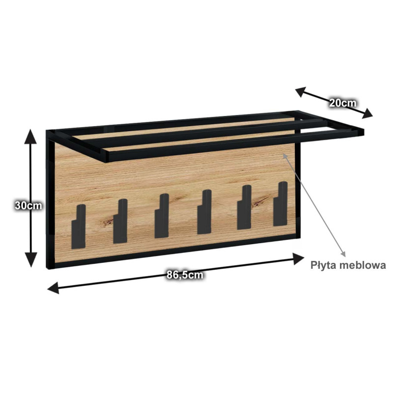Zestaw mebli do przedpokoju LOFT W wieszak metal czarny/czarny