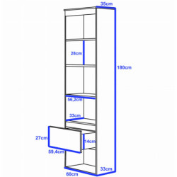Regał z szufladą biblioteczka MEGAN 180 biała