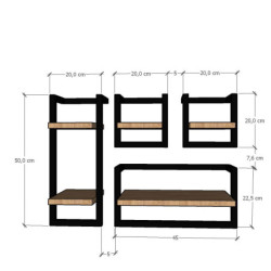 Zestaw półek wiszących loft metal TETRIS